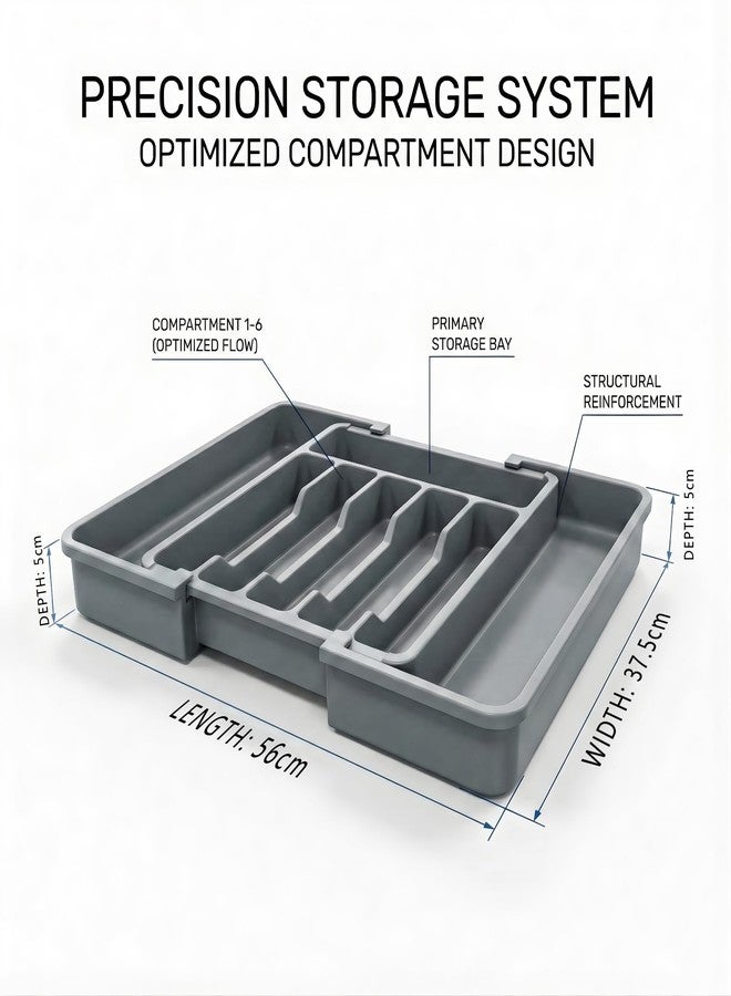 Tarev Drawer Organizer Tray/Kitchen Expandable Utensil Tray/Adjustable Utensil Organizer/Cutlery Silverware Flatware Holder/Divider for Spoons Forks Knives Tableware (Grey, 1 Pcs) - Image 2